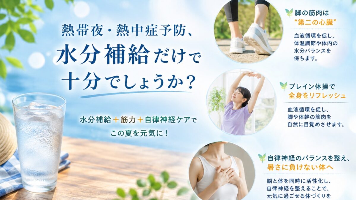 ☀️熱帯夜・熱中症予防、水分補給だけで十分でしょうか？☀️